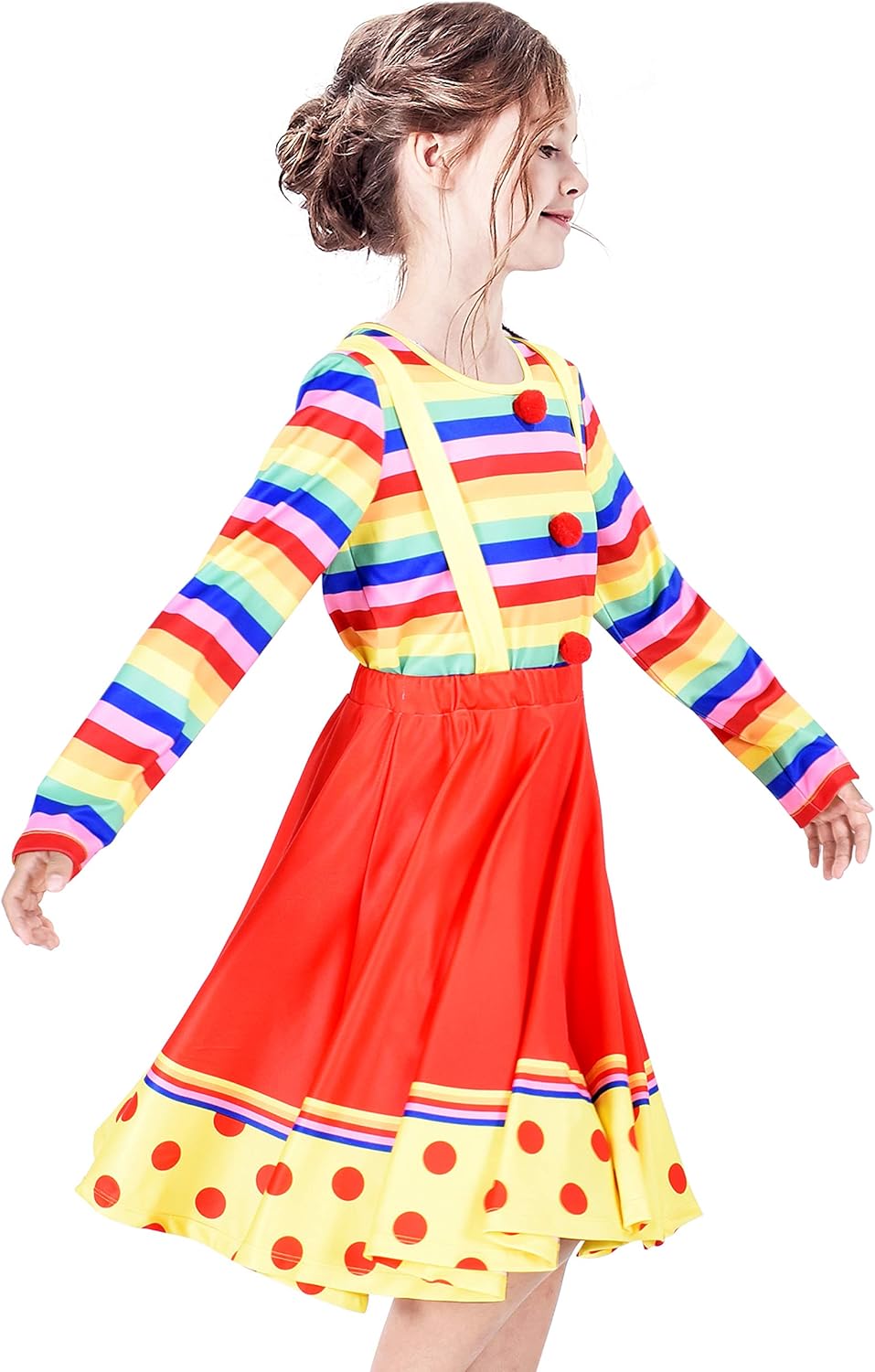 Sunny Fashion Mädchen Kleid Clown Kostüm Halloween Karneval Von Kulturen Rose Montag Gr. 98-134 98-1