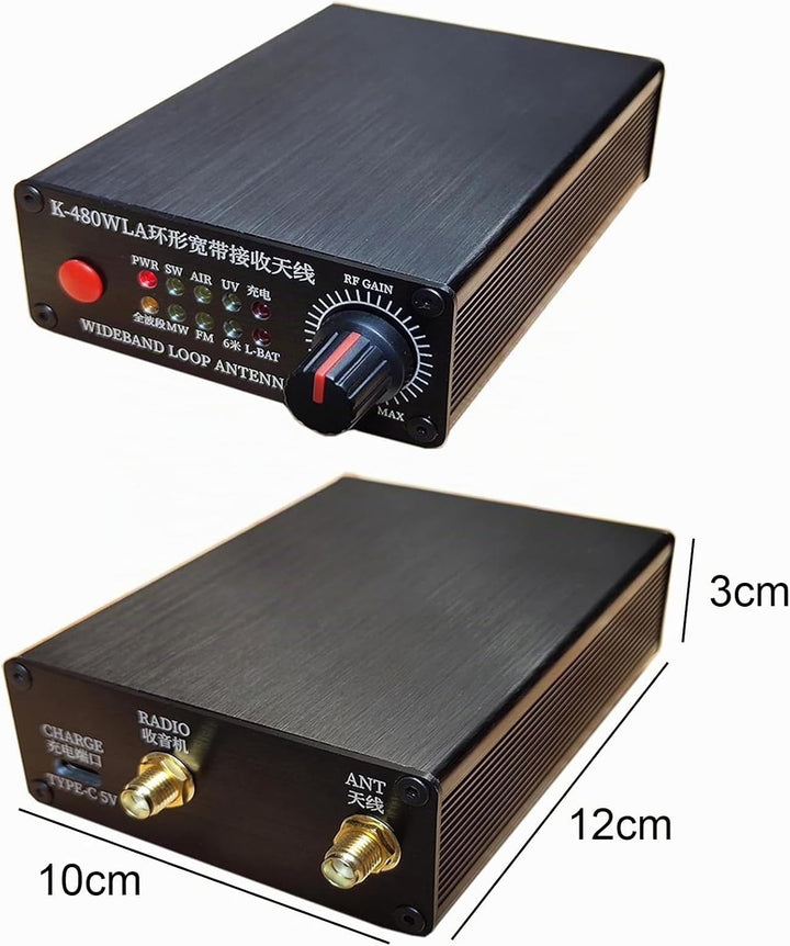 AURSINC K-480WLA Tragbare Kurzwellen-Radio aktive Schlaufenantenne 0,5 MHz–500 MHz Full-Band LW/MW/S