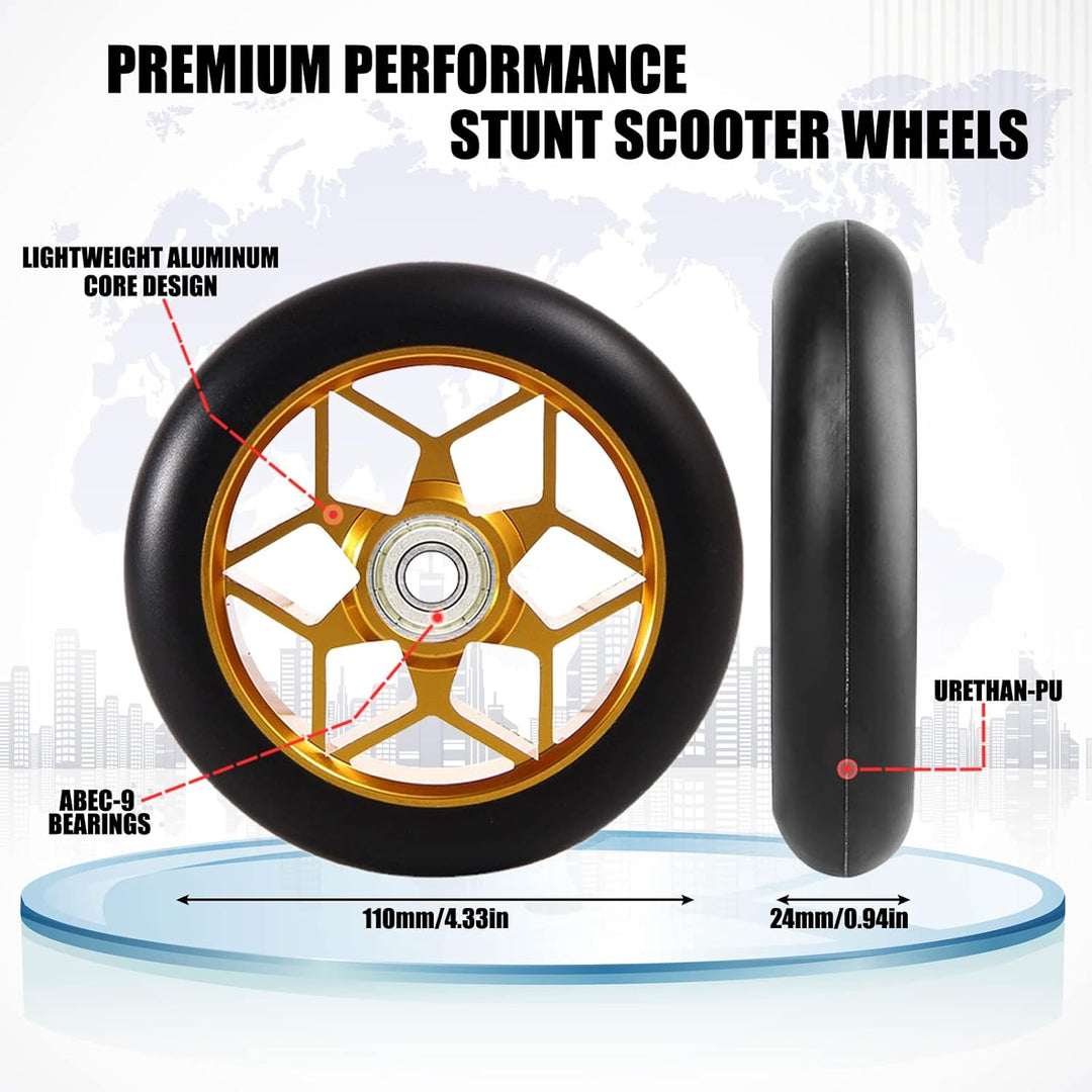 Stunt Roller Rollen 110mm, Scooter Reifen Ersatzräder mit ABEC-9 Professionelle Lager, für Pro Scoot