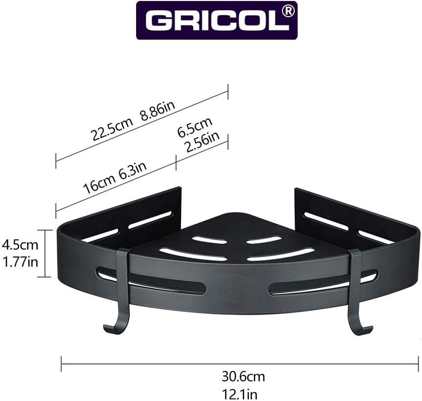GRICOL Eckablage Duschkorb Duschregal ohne Bohren Duschablage Metall Mit 4 Haken Dusche Ablage Badre