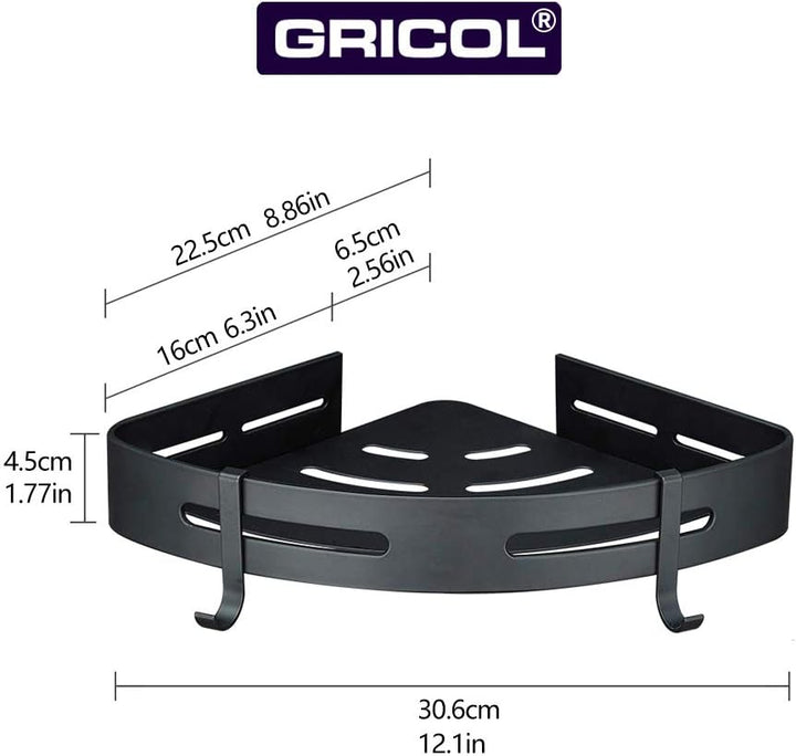 GRICOL Eckablage Duschkorb Duschregal ohne Bohren Duschablage Metall Mit 4 Haken Dusche Ablage Badre