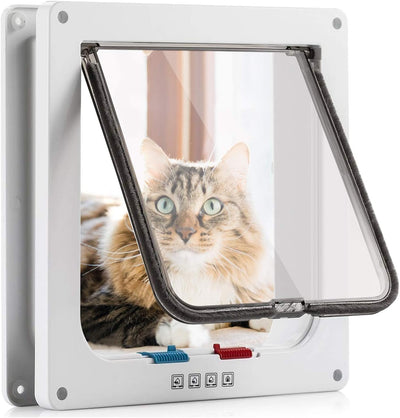 Sailnovo Katzenklappe 4-Way Magnetic Lock hundeklappe Haustiertüre Cat Flap 19 * 20 * 5.5cm Dog Cat