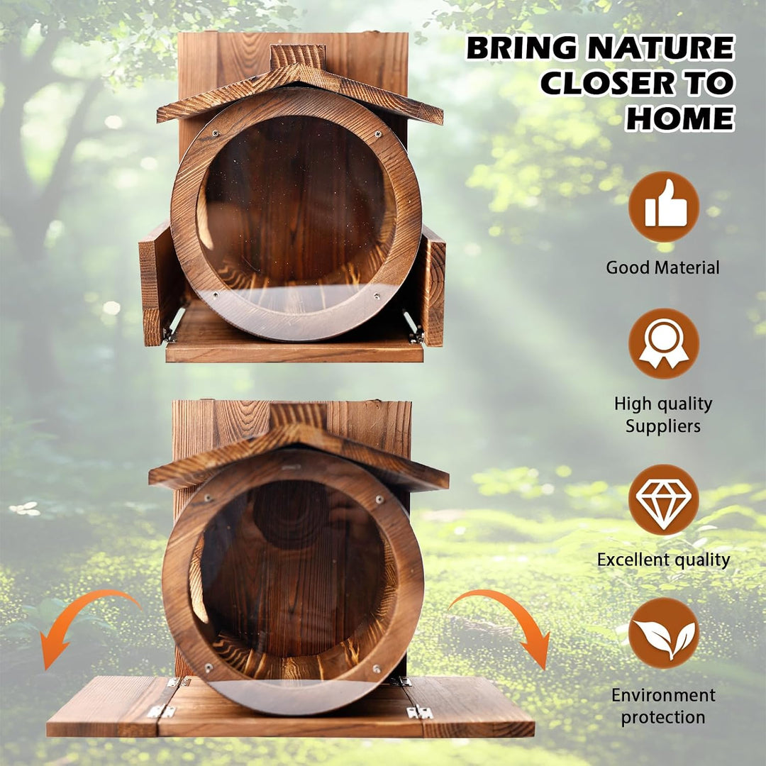 Eichhörnchen Futterhaus aus Holz, Eichhörnchen Futterstation mit Zwei seitlichen Futteröffnungen – V
