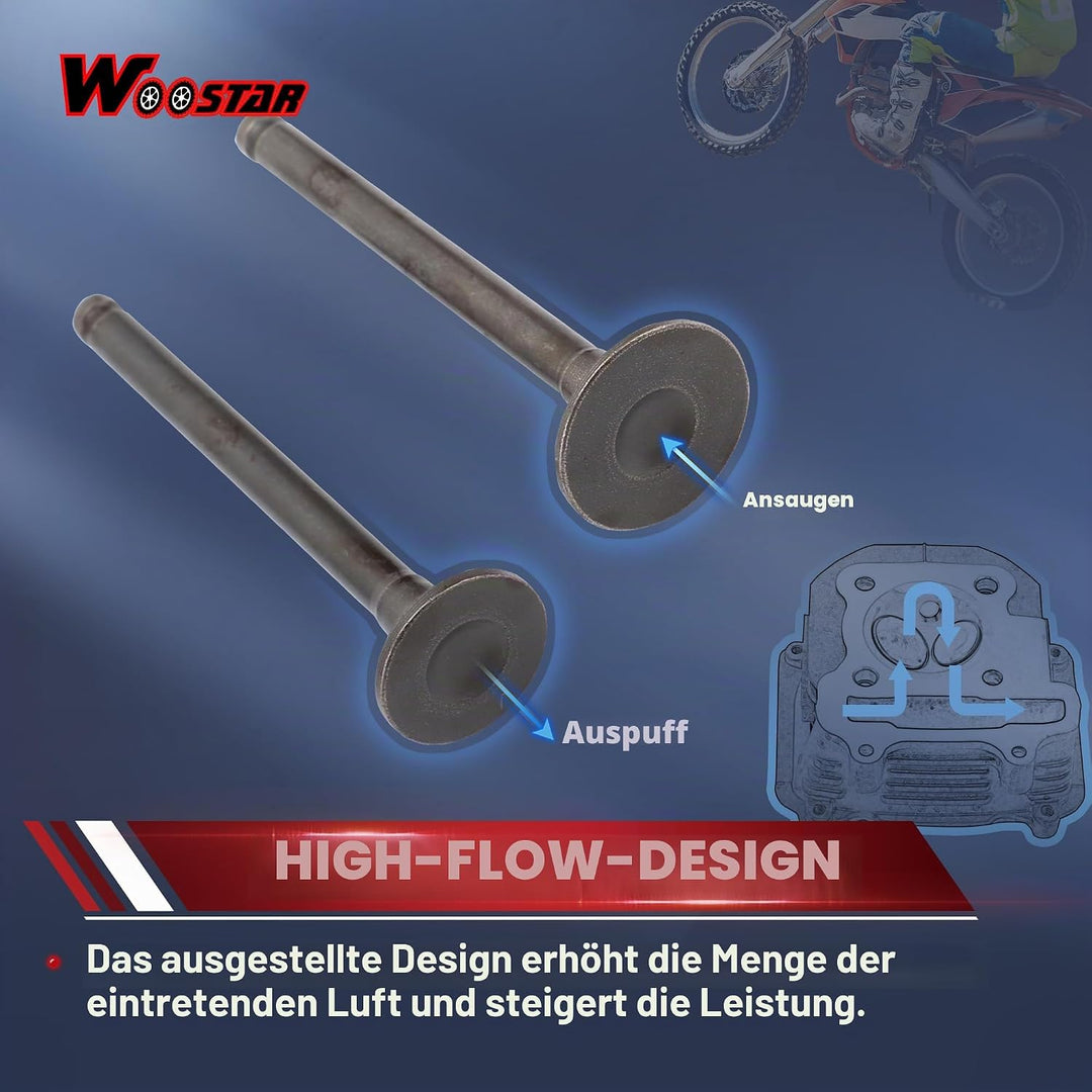 WOOSTAR Zylinderkopf 64mm Ventilbaugruppe Ersatz für GY6 50ccm 139QMB Motor Roketa Taotao Sunl Chine
