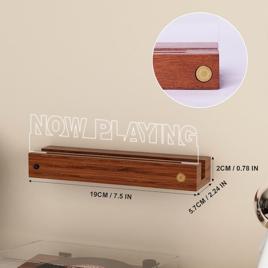 YuanDian Schallplatten Wandhalterung, Light up Now Playing Vinyl Record Stand mit 16 wechselnden Far
