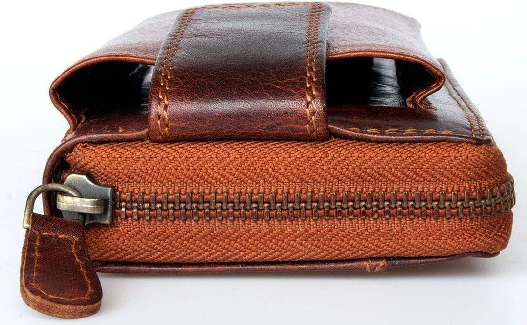 Bull Burry Metall-Reissverschluss-Brieftasche Tasche für das ganze Telefon aus einem starken echten