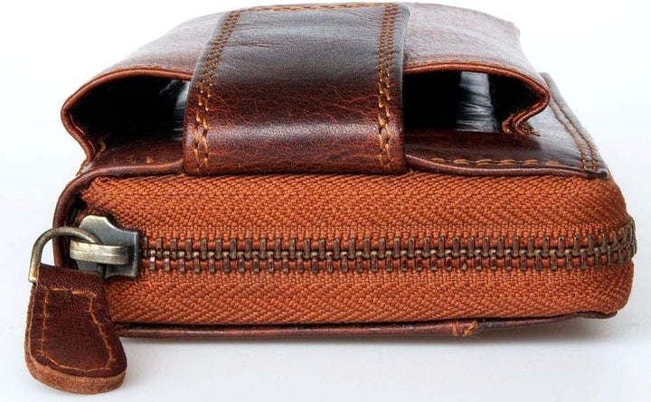 Bull Burry Metall-Reissverschluss-Brieftasche Tasche für das ganze Telefon aus einem starken echten