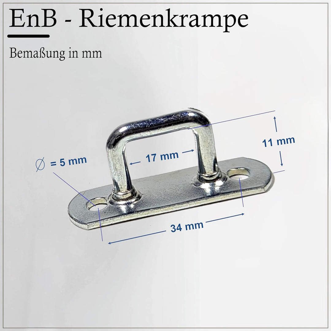 EnB Riemenkrampe 11x34 mm – 20 Stück verzinkte Planenhaken Made in Germany – extrem widerstandsfähig
