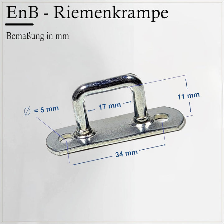 EnB Riemenkrampe 11x34 mm – 20 Stück verzinkte Planenhaken Made in Germany – extrem widerstandsfähig