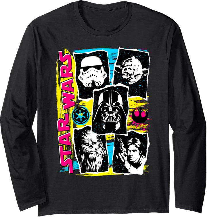 Star Wars Group Shot Neon Splatter Photos Langarmshirt