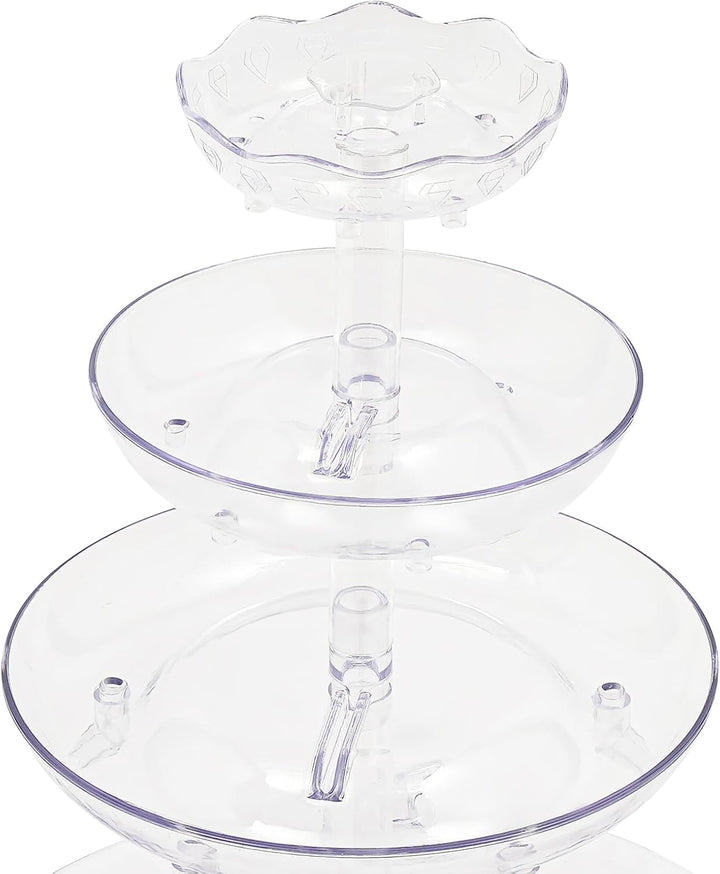 3-stufiger Partybrunnen mit LED-Beleuchtung, Klarer Getränkebrunnen inkl. 5 Tassen für Wein, Saft &amp;