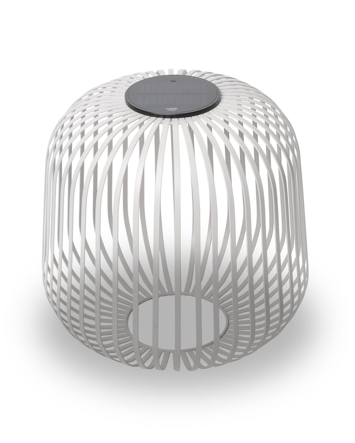LUUK Studio Grosse LED Solarlampe für den Aussenbereich, kabellose Gartenlaterne in modernem Design,