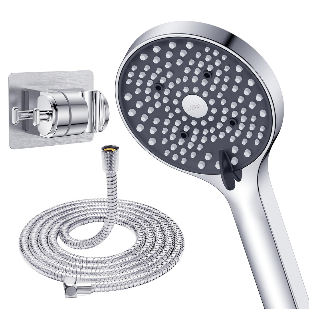 YEAUPE Duschkopf mit Schlauch 1,6m, 6 Strahlarten Duschbrause, Hochdruck Dusche Sparduschkopf, Handb