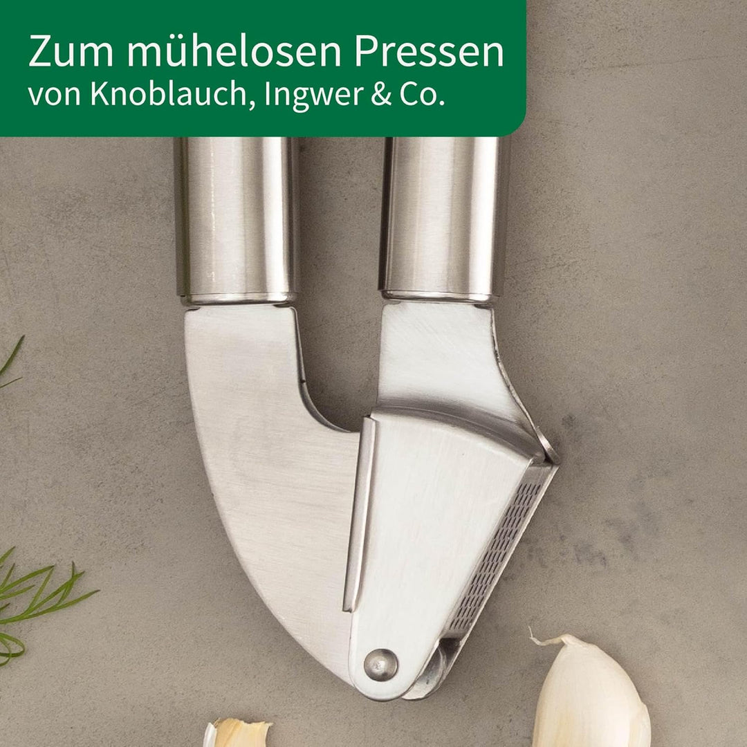 Chefkoch trifft Fackelmann – Premium Knoblauchpresse aus hochwertigem Edelstahl, ergonomisches Desig