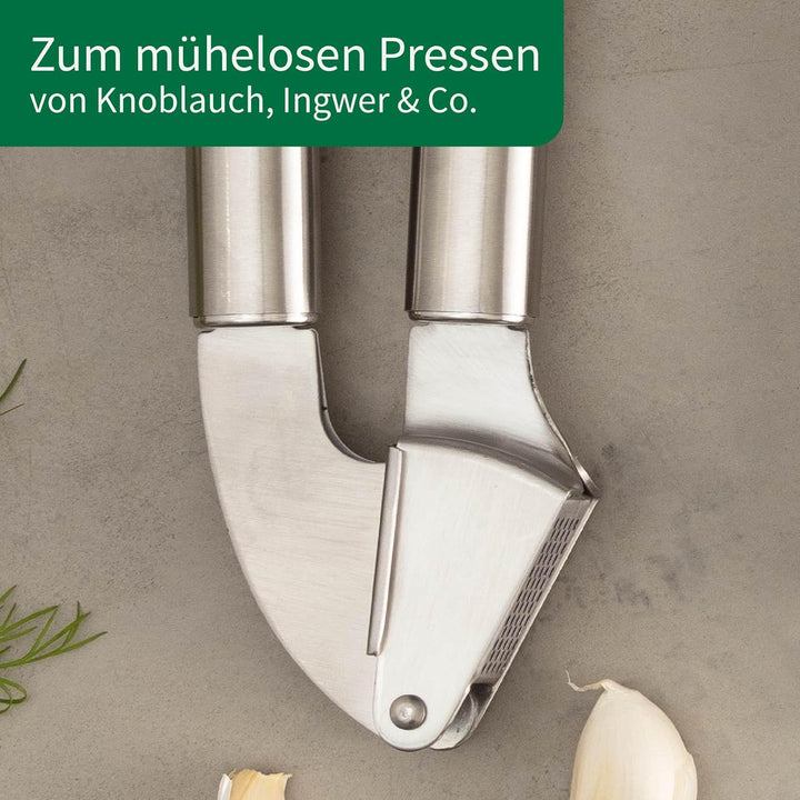 Chefkoch trifft Fackelmann – Premium Knoblauchpresse aus hochwertigem Edelstahl, ergonomisches Desig