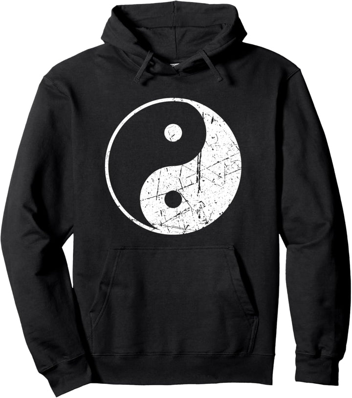 Yin Yang Mediation Yoga Spirituelles Yinyang Distressed Pullover Hoodie