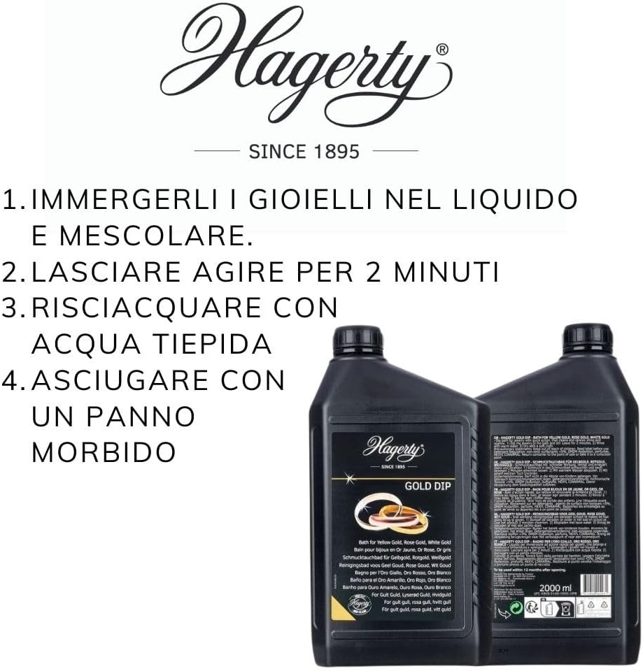Hagerty Gold Dip 2L I Gold Clean Goldbad I Effektives Schmuck-Tauchbad zur Reinigung von Gelbgold We
