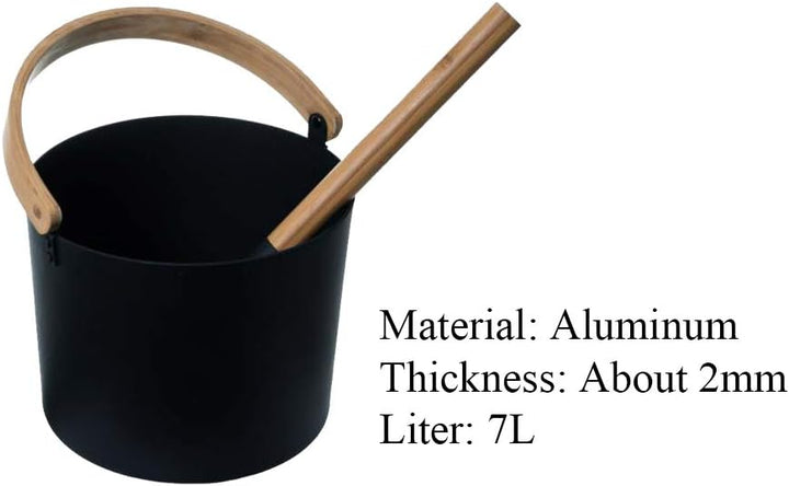 Fiacvrs Saunakübel,Saunakübel Set,2-teilig 7L Aluminium Saunakübel Saunakelle Mit Langem Griff Löffe