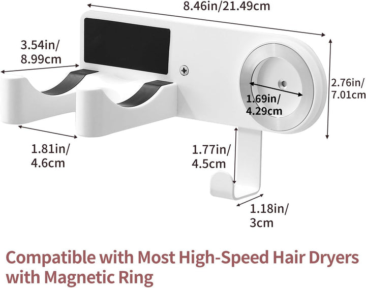 Föhnhalterung Wand Ohne Bohren, Fönhalter für Haartrockner, Edelstahl Haartrocknerhalter zum Kleben,
