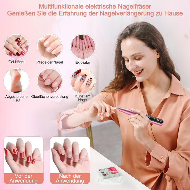Nagelfräser Set Elektrisch,NAILGIRLS 11 in 1 Aufladbare Professional Electric Nail Drill Machine,Pro