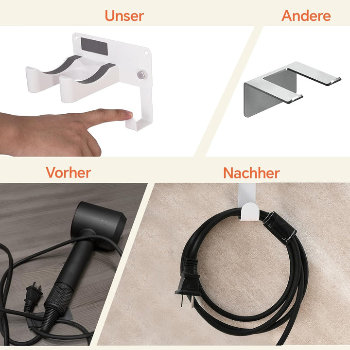 Föhn Halterung Fönhalter Ohne Bohren SUS304 Edelstahl, Wandhalterung fürs Badezimmer, Rostfrei & Sta