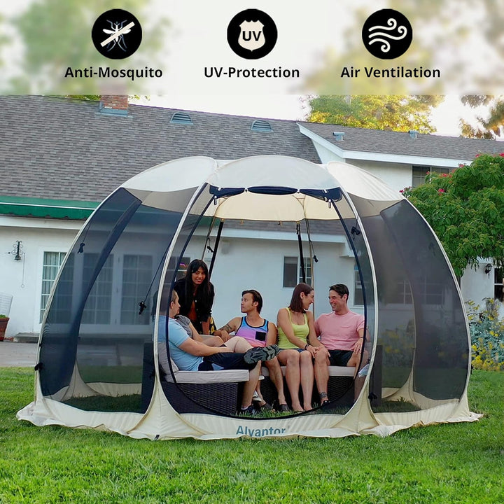 Alvantor Pavillon Screen House für 6, 10, 15 Personen, Pop-Up-Iglu-Zelt mit Moskitonetz an den Seite