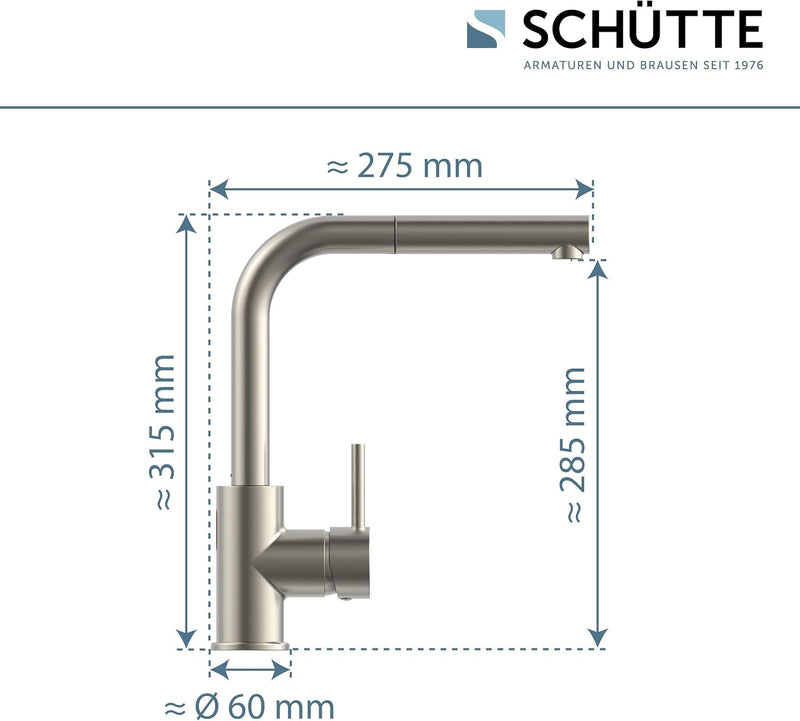 SCHÜTTE 99705 VITAL Sensor-Spültischarmatur Küche, Küchenarmatur mit ausziehbarer Brause, automatisc