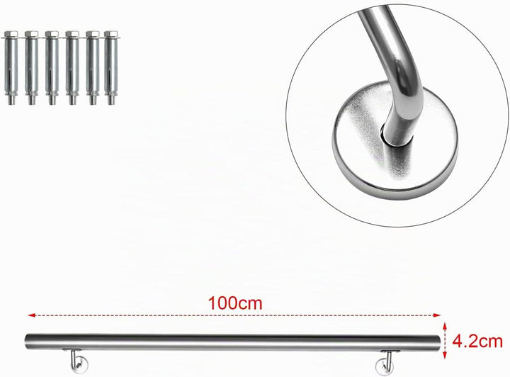 Randaco Edelstahl Handlauf Treppengeländer Geländer Wandhandlauf Wand Treppe inkl. Wandhalterung und