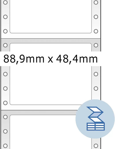 HERMA 8204 Computeretiketten endlos, 88,9 x 48,4 mm, 1-bahnig, 3000 Aufkleber, selbstklebend, Endlos