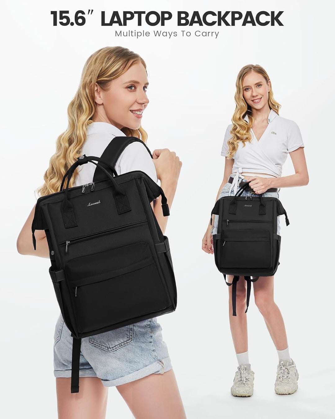 LOVEVOOK Schulrucksack Teenager Mädchen, 15,6 Zoll Laptop Schultasche Arbeitstasche Herren Damen, Wa