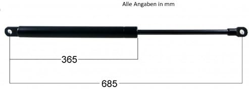 Gasdruckfeder mit 700N / 70 kg Ausschubkraft und 685mm Länge, Gasdruckdämpfer, Gasfeder