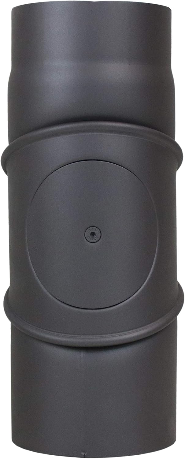 LANZZAS Ofenrohr Bogen 0-90° Grad verstellbar mit Tür, im Durchmesser, DN Ø 150 mm, Farbe: gussgrau