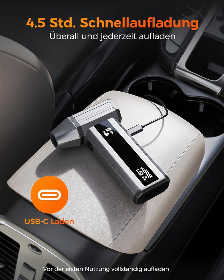 Druckluftspray Alternative, Elektrischer Air Duster mit 200.000 U/min Turbo Gebläse, 10500 mAh Akku