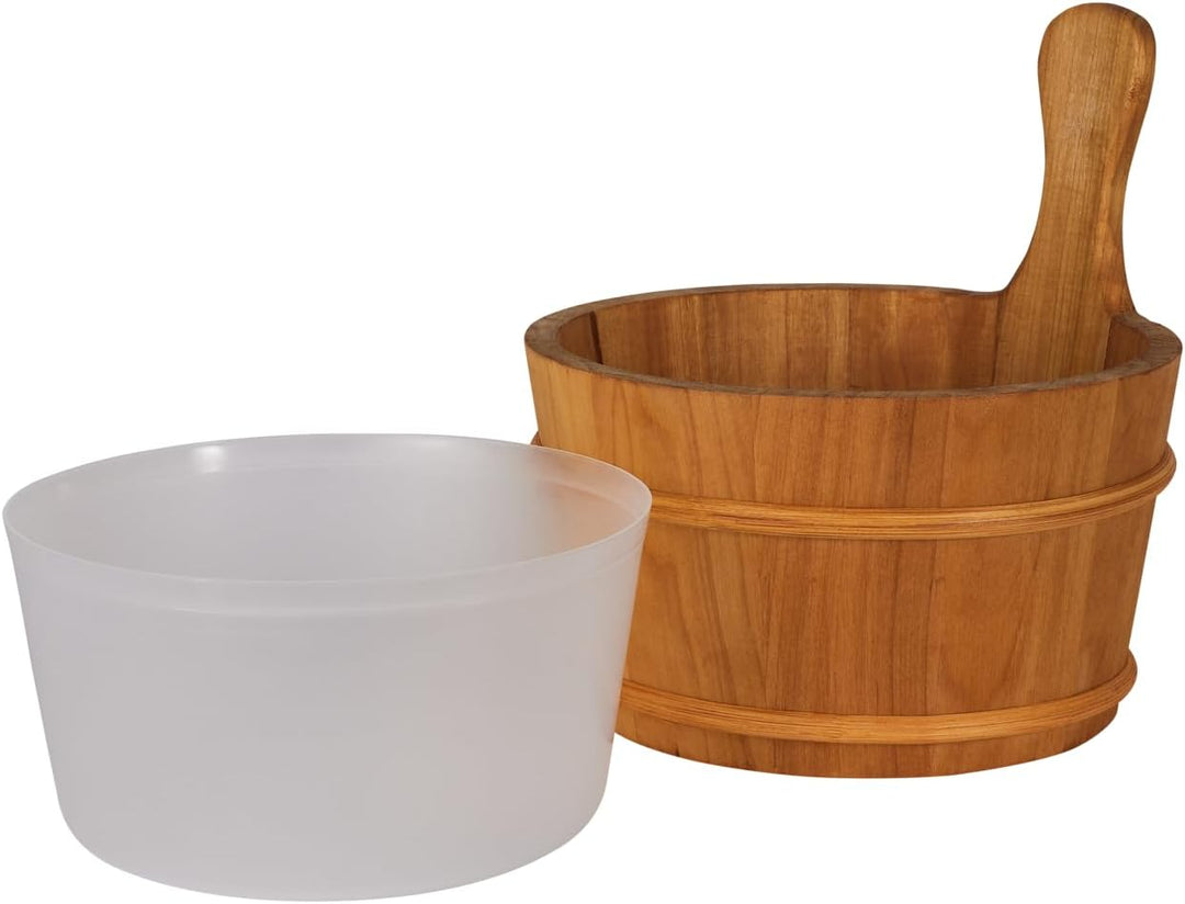 SUNNYDEALS klassisches Saunazubehörset | Saunaset 3-teilig aus red Cedar Holz | Saunaeimer & Kunstst