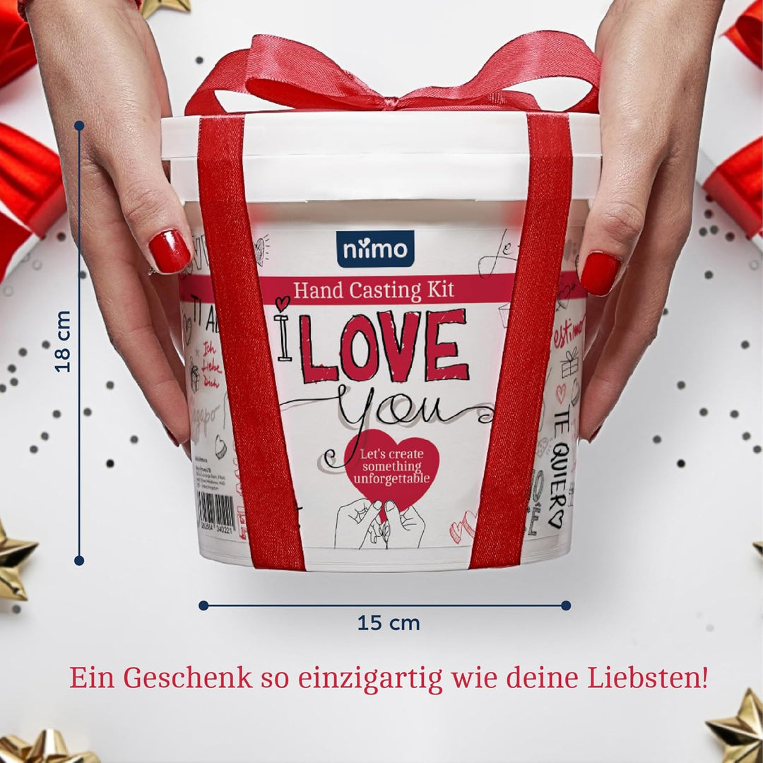 Niimo® 'I love you' 3D Handabdruck Set für Paare - Personalisierte Geschenke für Frauen & Männer, De