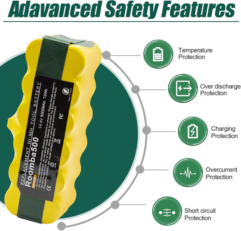 5000mAh Ersatzakku für iRobot Roomba 14,4V 500 600 800 800 900 510 530 532 535 540 550 560 562 570 5