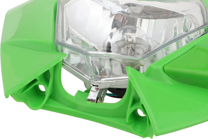 GOOFIT Grün 12V 35W Scheinwerfer Frontscheinwerfer Lichtmaske mit Front Verkleidung Ersatz für Motor