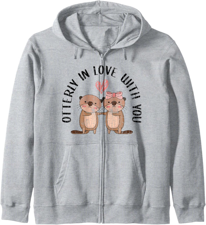 Lustiges Otter Design für ihn und sie zum Valentinstag Kapuzenjacke