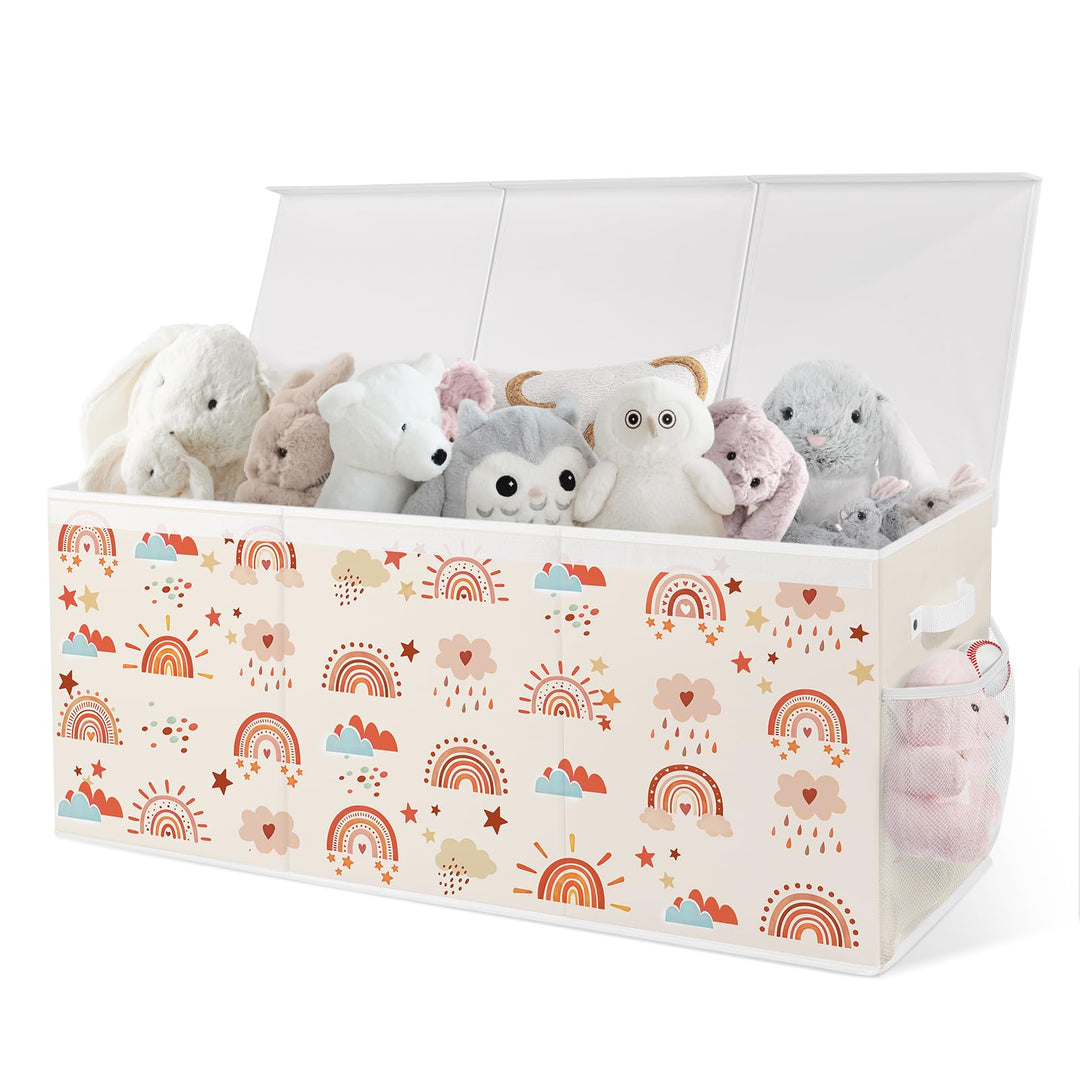 Spielzeugkiste Aufbewahrungsbox mit Deckel Kinder 96 x 32 x 40 cm, Faltbare und Platzsparend für Kin