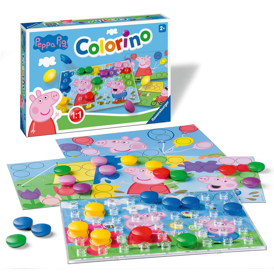 Ravensburger Kinderspiele - 20892 - Peppa Pig Colorino, Kinderspiel zum Farbenlernen, Mosaik Stecksp