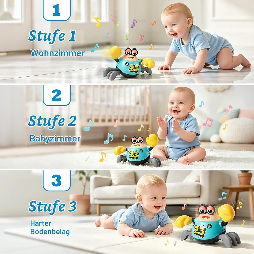 KETIEE Krabbe Baby Spielzeug 6-12 Monate, Interaktives Krabbelspielzeug, Automatisch Hindernissen Au