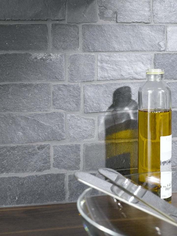 Mosaik Fliese Schiefer Naturstein anthrazit Black für BODEN WAND BAD WC DUSCHE KÜCHE FLIESENSPIEGEL