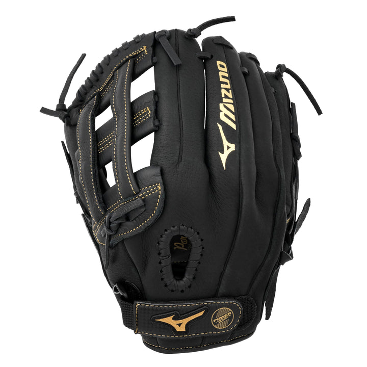 Mizuno Premier Slowpitch Softball-Handschuh-Serie Linke Hand Wurf 30,5 cm (12 Zoll) Schwarz/Gold H W