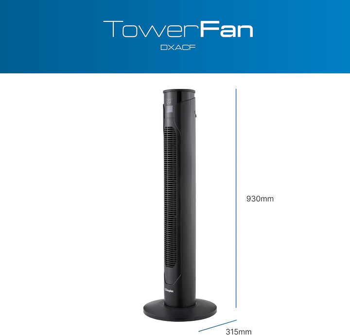 DIMPLEX Tower Fan Turmventilator, Standventilator 70° Oszillierend mit 3 Geschwindigkeiten, 12 Std.-