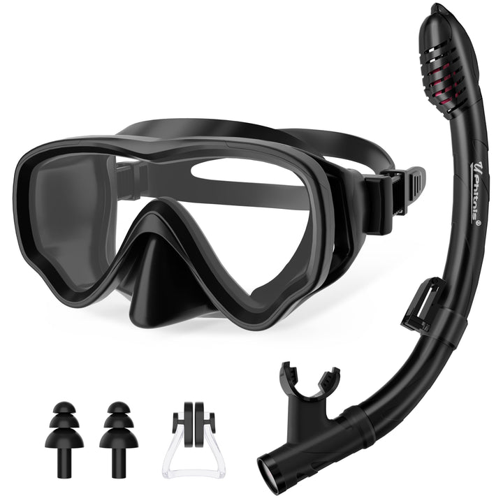 UPhitnis Schnorchelset Kinder - Taucherbrille Anti-Fog und Trocken Schnorchel - Anti-Leck Tauchmaske