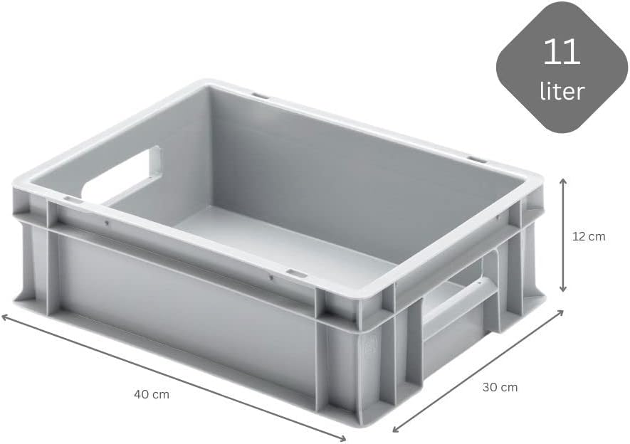 PROREGAL SuperSparSet 10x Eurobehälter mit offenem Griff & Scharnierdeckel | HxBxT 12x30x40cm | 11 L