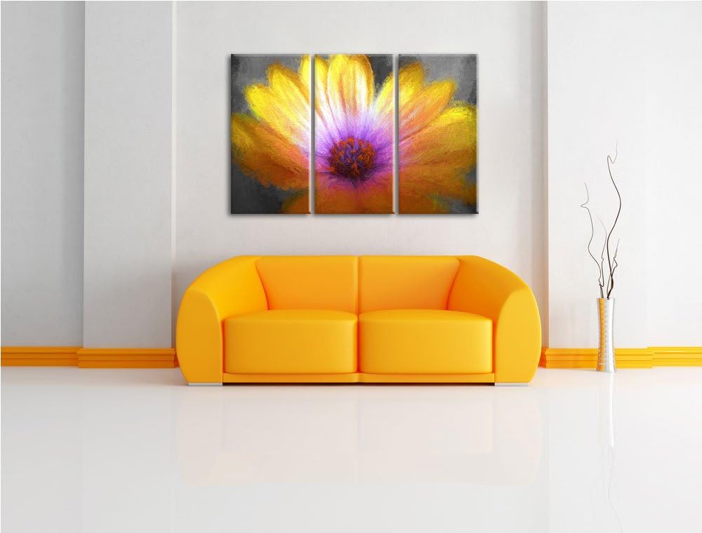 aussergewöhnliche Blume schwarz/weiss Deluxe 3-Teiler Leinwandbild 120x80 Bild auf Leinwand, XXL rie