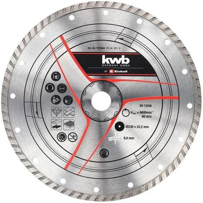 kwb by Einhell 2-tlg. Diamant-Trennscheiben-Set 230 mm Winkelschleifer-Zubehör (2 Trennscheiben, Ø 2