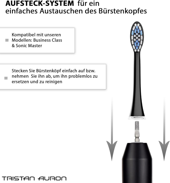 Tristan Auron Original Ersatzzahnbürsten Aufsteckbürsten Aufsätze für elektrische Zahnbürste Schallz