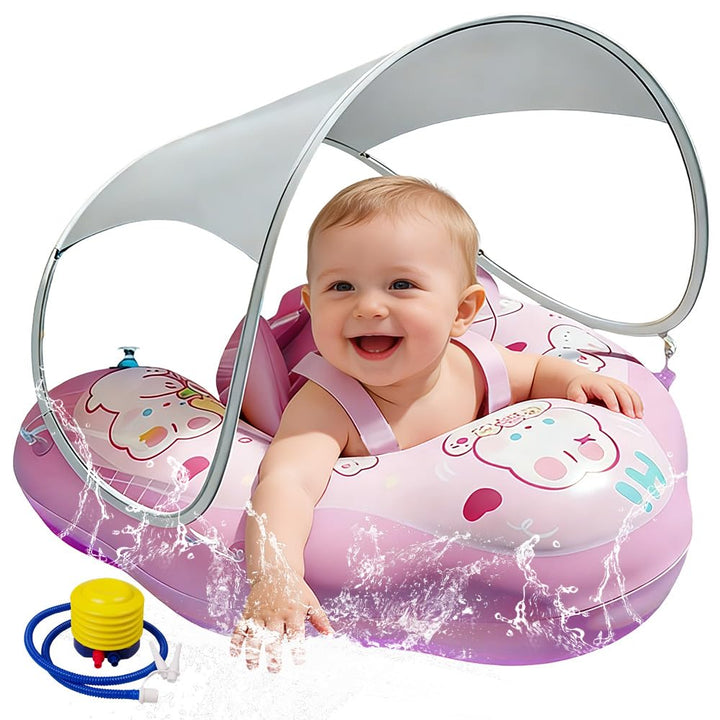 Mineup Baby Schwimmring mit Sonnendach, UPF50+ Baby Float, Schwimmhilfe Mit Sicherheitssitz, Schwimm